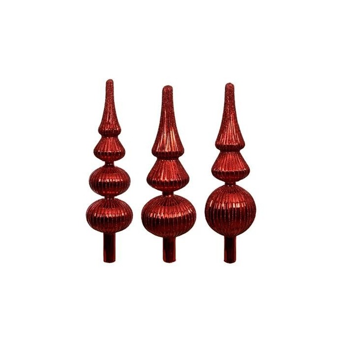 PUNTALE ALBERO VETRO H.31CM. ROSSO 3 ASSORTITI